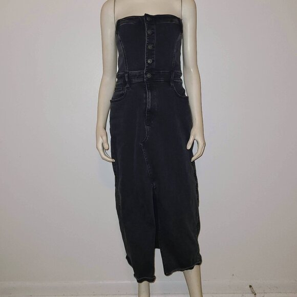 AMERICAN EAGLE Denim Tube Top Midi Dress, Size 12 - Picture 4 of 5
